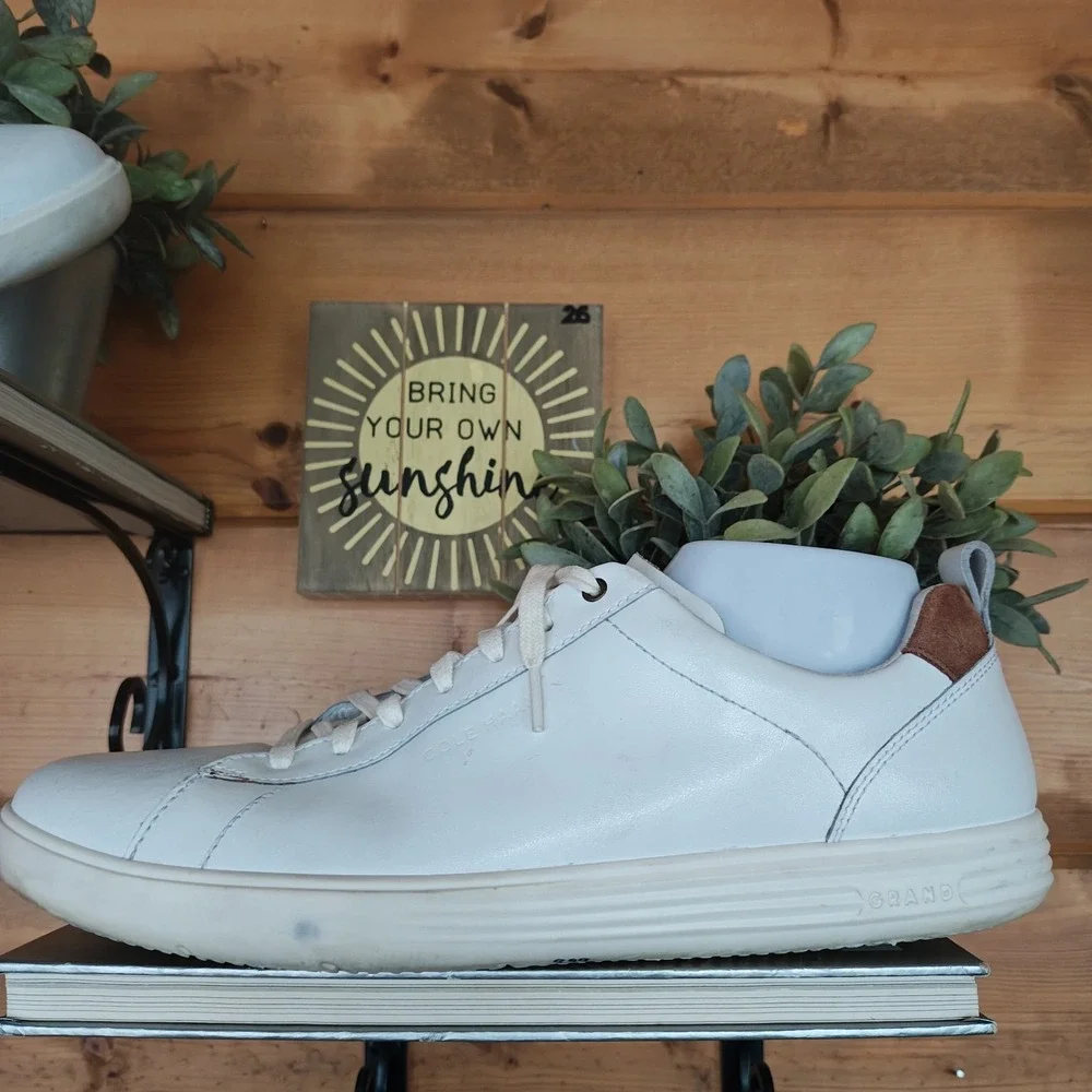 Cole Haan Grand Pro Tennis Sneaker Comfort Shoe White Leather C36922 Preppy 12 M